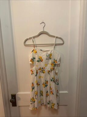 miami White Lemon Print Sundress